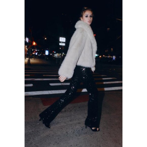 ZARA FLARE SEQUIN LEGGINGS - Picture 1 of 10